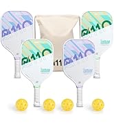 A11N Pickleball Paddles Set of 2/4 Fiberglass Surface Rackets with 4 Pickleball Balls and Pickleb...